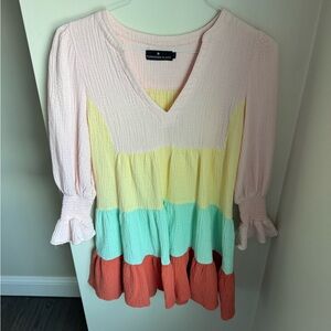 Pomander Place Kenzo Colorblock Long Sleeve Dress - Size Small